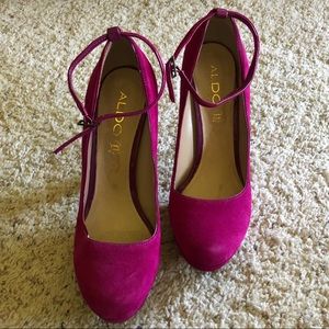 Fuchsia Aldo Leather Heels w/ Ankle Strap